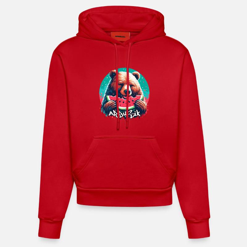 Pastèque Arbusik ours cadeau délicieux - Sweat à capuche bio ajusté fabriqué en UE - rouge
