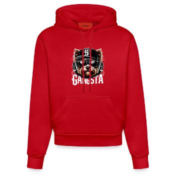 Yorkshire Terrier Yorkie Gangsta Gangster Dog Ges - Organic Fitted Hoodie Made in EU - red - Front