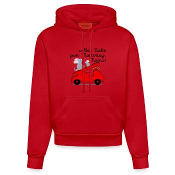 ALLES LIEBE ZUM MUTTERTAG - FEUERWEHR - Organic Fitted Hoodie Made in EU - Rot - Vorne