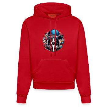 Windhund Gangsta Hund Graffiti Geschenk - Organic Fitted Hoodie Made in EU - Rot - Vorne