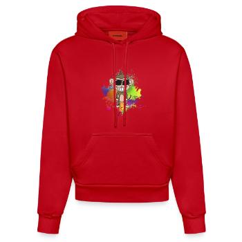 Colorful Summer Monkey - Organic Fitted Hoodie Made in EU - red - Front