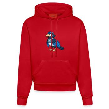Magpie Cute Mascot Cartoon Character Kawaii - Organic Fitted Hoodie Made in EU - red - Front