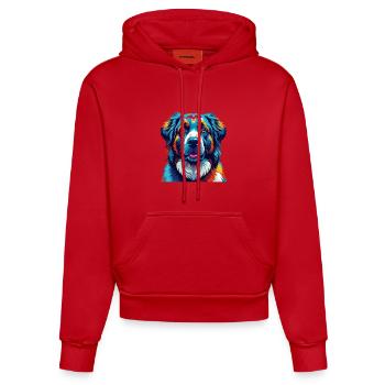 Central Asian Shepherd Dog Breed Cartoon Kawaii - Organic Fitted Hoodie Made in EU - red - Front