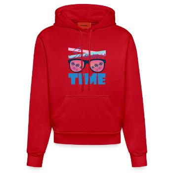 Sommerzeit Palmen-Sonnenbrille - Organic Fitted Hoodie Made in EU - Rot - Vorne