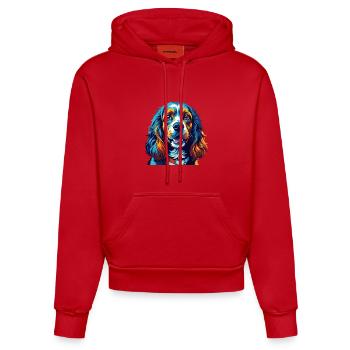 Cocker américain Spaniel Chien Race Dessin animé Kawaii - Sweat à capuche bio ajusté fabriqué en UE - rouge - Devant