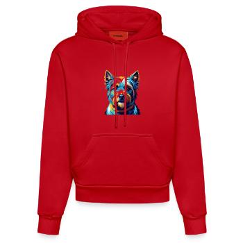 English White Terrier Dog Breed Cartoon Kawaii - Organic Fitted Hoodie Made in EU - red - Front