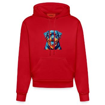Rottweiler Chien Race Coloré Dessin Animé Kawaii - Sweat à capuche bio ajusté fabriqué en UE - rouge - Devant