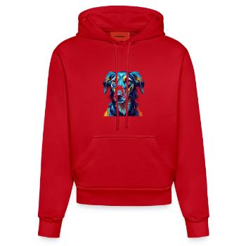 Vieux lévrier croate race de chien dessin animé Kawaii - Sweat à capuche bio ajusté fabriqué en UE - rouge - Devant