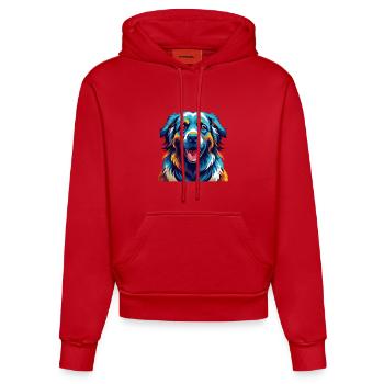 Polish Sheepdog Breed Cartoon Kawaii - Organic Fitted Hoodie Made in EU - red - Front
