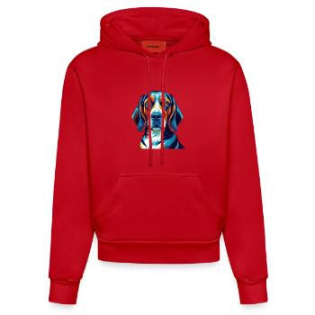 Treeing Walker Coonhound Hunderasse Karikatur Kawaii - Organic Fitted Hoodie Made in EU - Rot - Vorne
