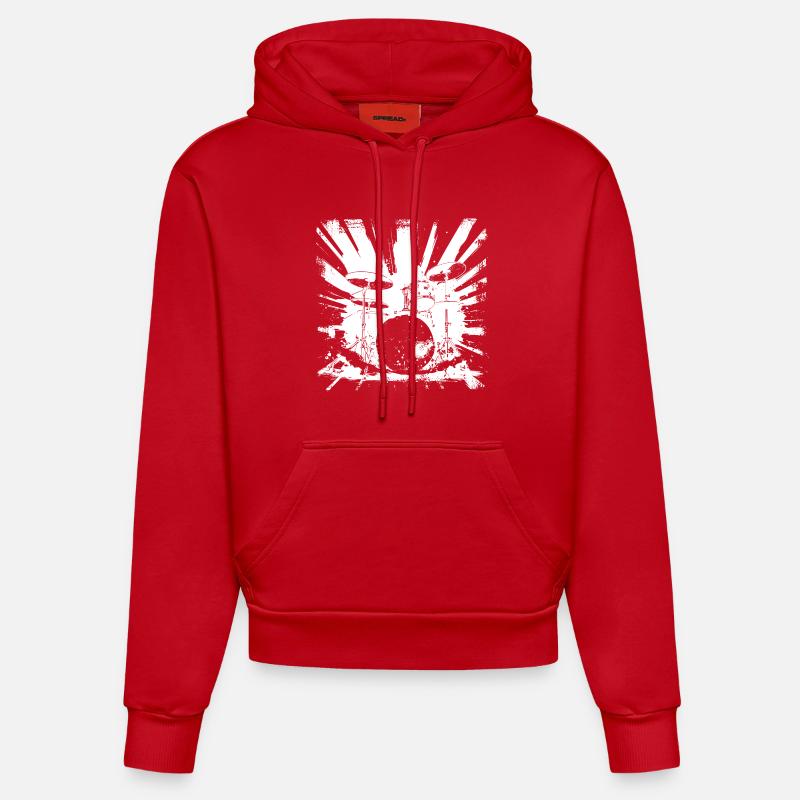 Graphiques de batterie - Sweat à capuche bio ajusté fabriqué en UE - rouge