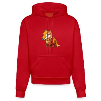 fourmilier mignon personnage de dessin animé Kawaii Clipart - Sweat à capuche bio ajusté fabriqué en UE - rouge - Devant