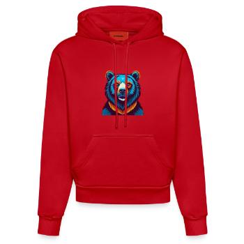 Bear Colorful Kawaii Cartoon Character Clipart - Organic Fitted Hoodie Made in EU - red - Front