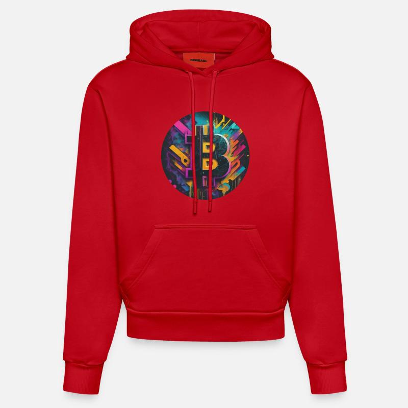 Bitcoin-Explosion der Farben - Organic Fitted Hoodie Made in EU - Rot
