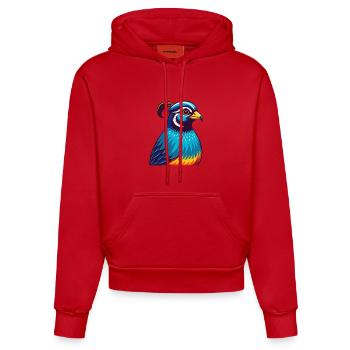 Quail Colorful Kawaii Cartoon Character Clipart - Organic Fitted Hoodie Made in EU - red - Front
