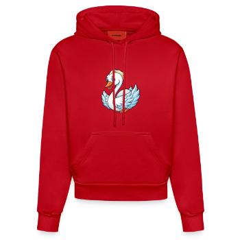 cygne mignon personnage de dessin animé Kawaii Clipart - Sweat à capuche bio ajusté fabriqué en UE - rouge - Devant