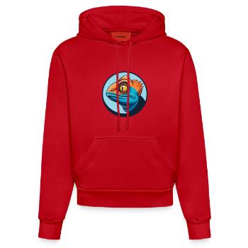 Chameleon Cute Kawaii Cartoon Animal Pet Logo - Organic Fitted Hoodie Made in EU - red - Front