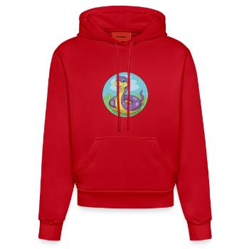 Anaconda Niedliche Kawaii Cartoon Clipart Tier Haustier - Organic Fitted Hoodie Made in EU - Rot - Vorne