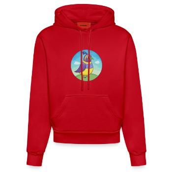 Wachtel Niedlich Kawaii Cartoon Clipart Tier Haustier - Organic Fitted Hoodie Made in EU - Rot - Vorne