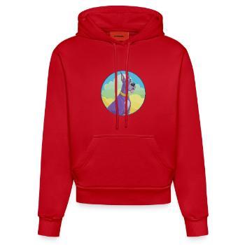 Deutsche Dogge Hund Niedlich Kawaii Cartoon Clipart Tier - Organic Fitted Hoodie Made in EU - Rot - Vorne