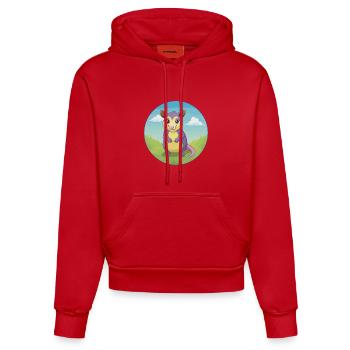 Possum Cute Kawaii Cartoon Clipart Animal Pet - Organic Fitted Hoodie Made in EU - red - Front