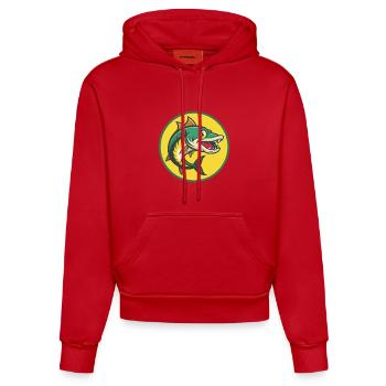 Barracuda Mignon Kawaii Dessin animé Clipart Animal de compagnie - Sweat à capuche bio ajusté fabriqué en UE - rouge - Devant