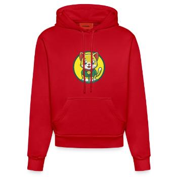 Kitten Cute Kawaii Cartoon Clipart Pet Animal - Organic Fitted Hoodie Made in EU - red - Front