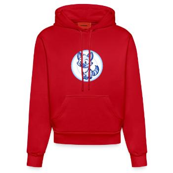 Aardwolf Bleu Kawaii Dessin Animé Personnage Clipart Animal de compagnie - Sweat à capuche bio ajusté fabriqué en UE - rouge - Devant