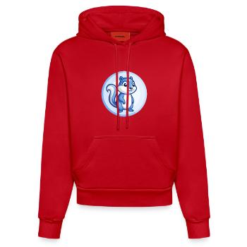 Chipmunk Blau Kawaii Cartoon Figur Clipart Haustier - Organic Fitted Hoodie Made in EU - Rot - Vorne