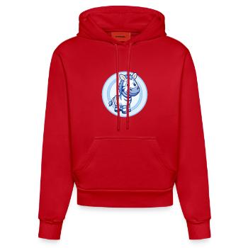 Zebra Blau Kawaii Cartoon Figur Clipart Haustier - Organic Fitted Hoodie Made in EU - Rot - Vorne