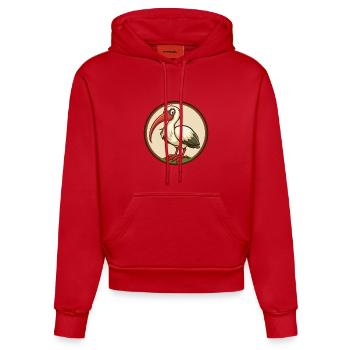 Ibis Colorful Kawaii Cartoon Character Clipart Pet - Organic Fitted Hoodie Made in EU - red - Front