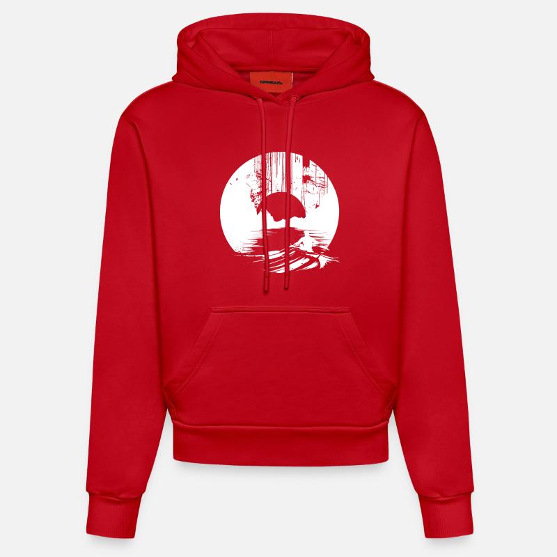 Dessin d’aviron - Sweat à capuche bio ajusté fabriqué en UE - rouge
