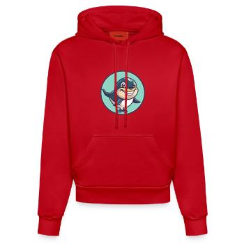 baleine kawaii dessin animé personnage animal visage d’animal - Sweat à capuche bio ajusté fabriqué en UE - rouge - Devant