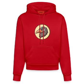 Raven Kawaii Cartoon Figur Tier Haustier Gesicht - Organic Fitted Hoodie Made in EU - Rot - Vorne