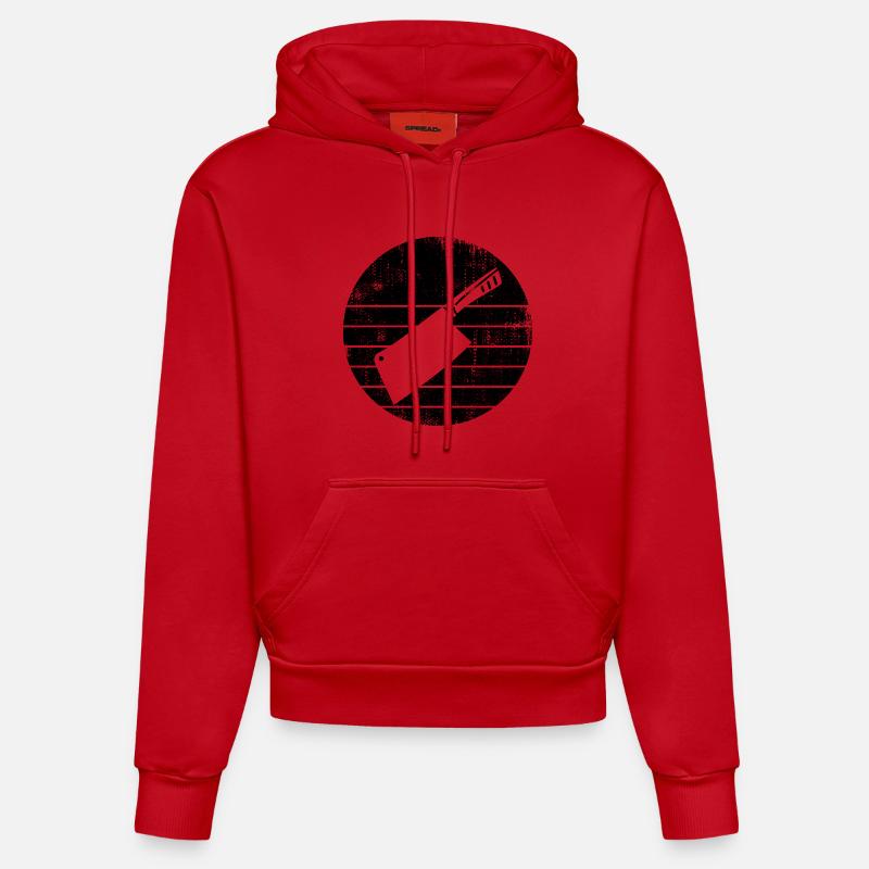 Croquis de couperet - Sweat à capuche bio ajusté fabriqué en UE - rouge