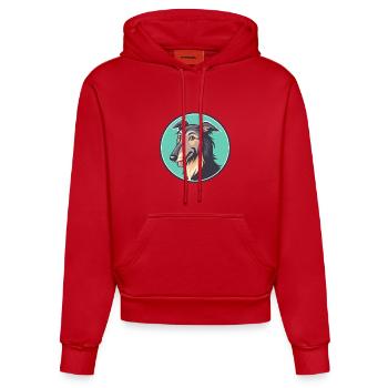 Pampas Deerhound Dog Breed Cartoon Kawaii Clipart - Organic Fitted Hoodie Made in EU - red - Front