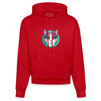 Verdünnte Kattunkatze Rasse Karikatur Kawaii Tier Haustier - Organic Fitted Hoodie Made in EU - Rot - Vorne
