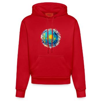 Made in Kazakhstan Watercolor Eagle Gift - Organic Fitted Hoodie Made in EU - red - Front