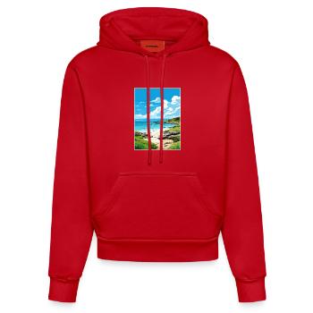 Isles Of Scilly Aonb Travel Poster Souvenir WPA - Organic Fitted Hoodie Made in EU - red - Front