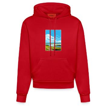 Strangford Lough Aonb Reiseposter Souvenir WPA - Organic Fitted Hoodie Made in EU - Rot - Vorne