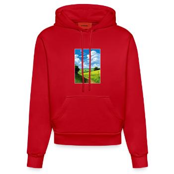 North Wessex Downs Aonb Travel Poster Souvenir WPA - Organic Fitted Hoodie Made in EU - red - Front