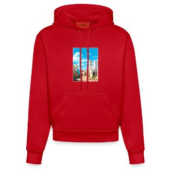Essaouira Maroc Affiche de voyage Peinture Souvenir WPA - Sweat à capuche bio ajusté fabriqué en UE - rouge - Devant