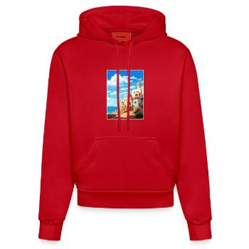 Essaouira Maroc Affiche de voyage Peinture Souvenir WPA - Sweat à capuche bio ajusté fabriqué en UE - rouge - Devant