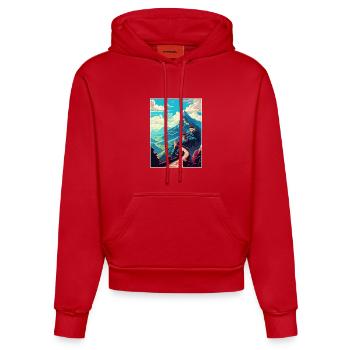 Große Mauer Von China Reise Poster Souvenir Farbe - Organic Fitted Hoodie Made in EU - Rot - Vorne