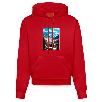 Telluride Ski Colorado Reise Poster Souvenir WPA - Organic Fitted Hoodie Made in EU - Rot - Vorne