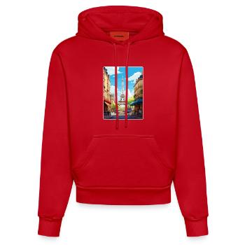 Paris Frankreich Reise Poster Souvenir Postkarte Farbe - Organic Fitted Hoodie Made in EU - Rot - Vorne