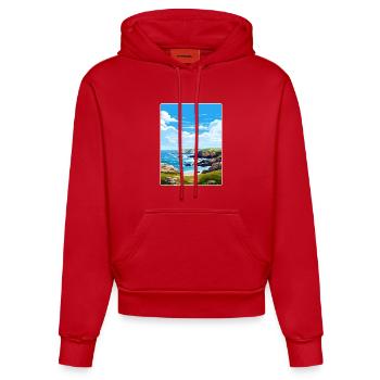 Godrevy Point Angleterre Affiche de voyage Souvenir WPA - Sweat à capuche bio ajusté fabriqué en UE - rouge - Devant