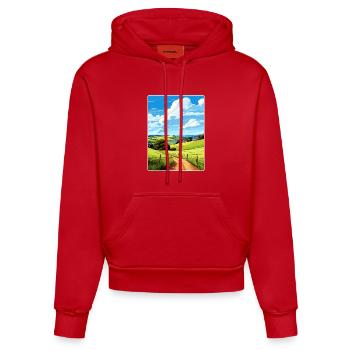 Lerryn Cornwall England Travel Poster Souvenir WPA - Organic Fitted Hoodie Made in EU - red - Front