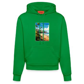 Malibu Kalifornien Reise Poster Souvenir Farbe WPA - Organic Fitted Hoodie Made in EU - City Green - Vorne