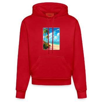 Miami Florida Reise Poster Souvenir Malerei WPA - Organic Fitted Hoodie Made in EU - Rot - Vorne